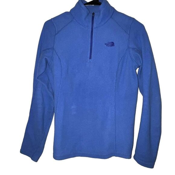 THE NORTH FACE Pullover Fleece Women's Small 1/4 Zip High Neck Blue Hike Outdoor - Picture 1 of 8